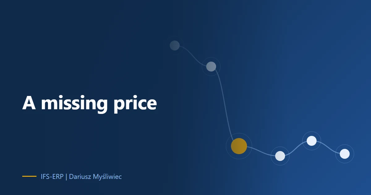 Abstract illustration on a navy background with the article title: “A missing price”