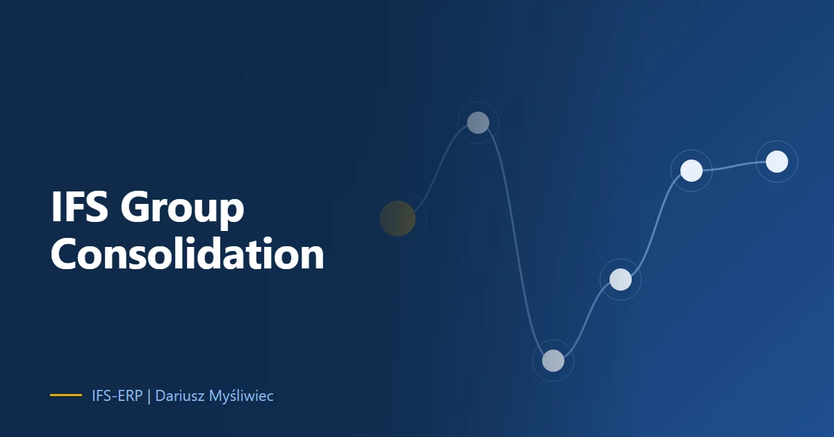 Abstract illustration on a navy background with the article title: “IFS Group Consolidation”