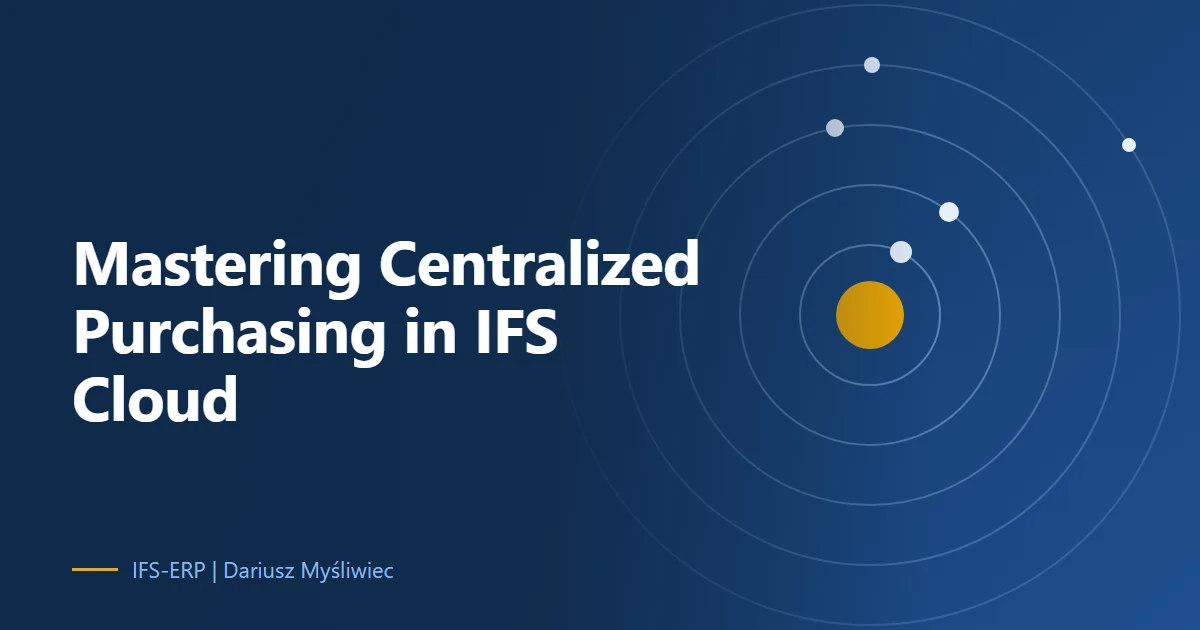 A detailed guide on implementing centralized purchasing in IFS Cloud, including technical prerequisites, workflow automation, and integration with Data Mesh for real-time data synchronization.
