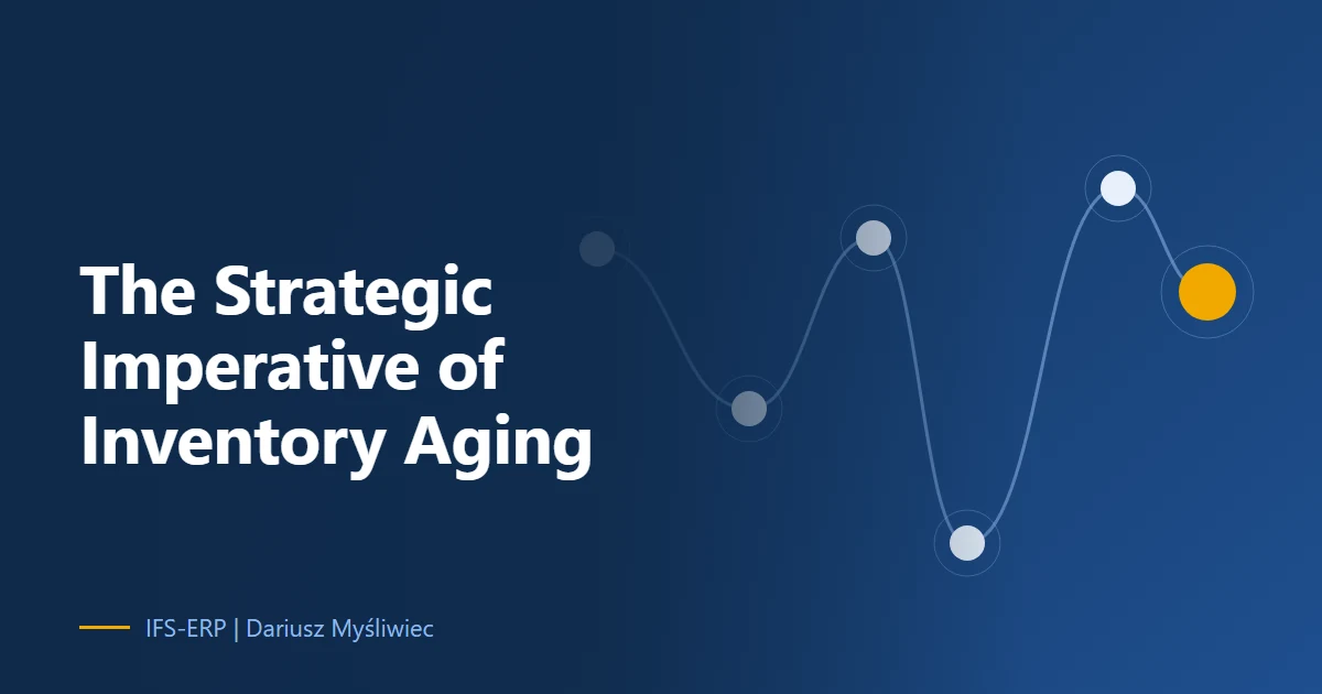 Abstract illustration on a navy background with the article title: “The Strategic Imperative of Inventory Aging”